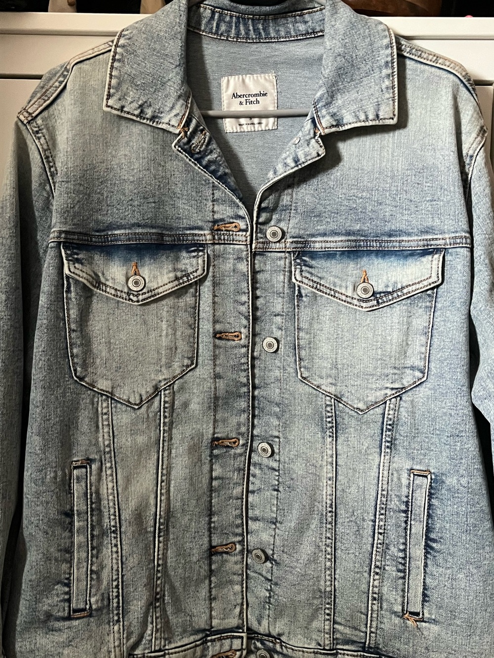 Abercrombie & Fitch Oversize Light Blue Washed Denim Jacket